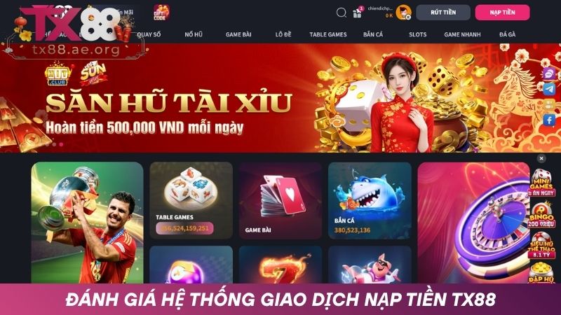 Những ưu điểm nổi bật của giao dịch nạp tiền TX88