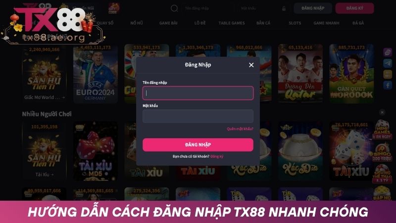 Chi tiết từng bước đăng nhập TX88