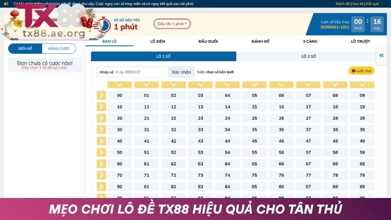 Mẹo tham gia lô đề TX88 hiệu quả cho cược thủ