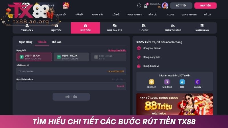 Hướng dẫn chi tiết từng bước rút tiền tại nhà cái TX88