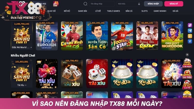 Những lý do người chơi nên đăng nhập TX88 để chơi cá cược